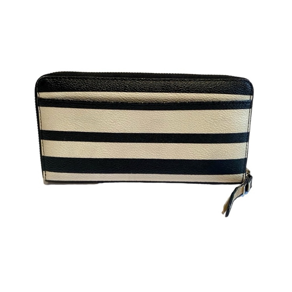 Kate Spade Shore Street Leather Black And Off White Striped Clutch Wallet - Picture 8 of 16